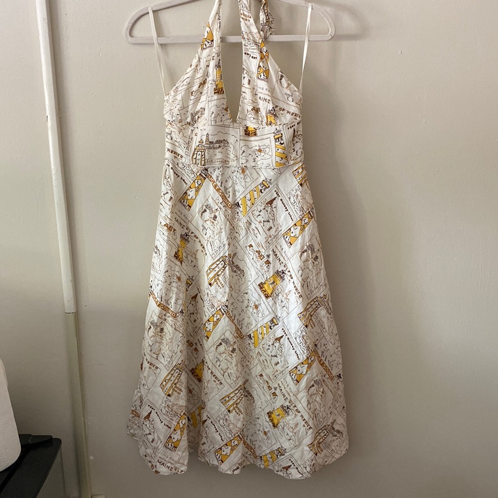 J CREW linen postcard halter dress